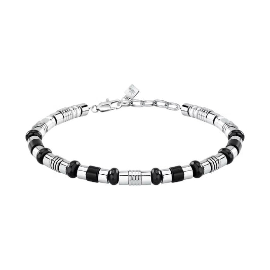Bracciale uomo Morellato in acciaio con pietre di onice Regolabile 19-22 cm