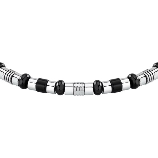 Bracciale uomo Morellato in acciaio con pietre di onice Regolabile 19-22 cm