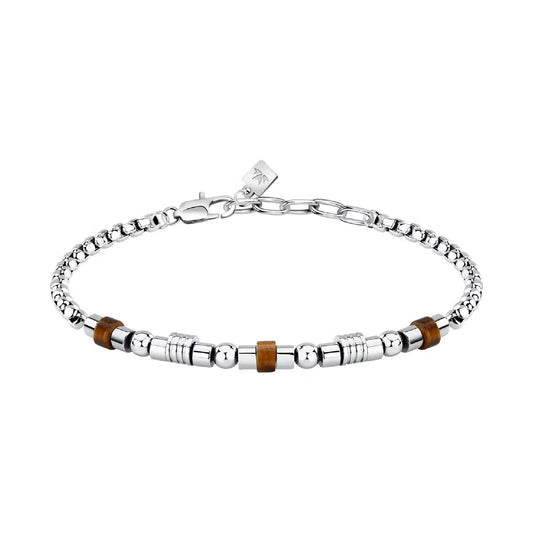 Bracciale uomo Morellato in acciaio con occhio di tigre Regolabile 18-21 cm