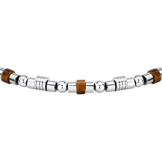 Bracciale uomo Morellato in acciaio con occhio di tigre Regolabile 18-21 cm