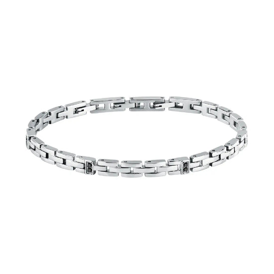 Bracciale a catena Morellato in acciaio con cristalli neri MO.ABH48