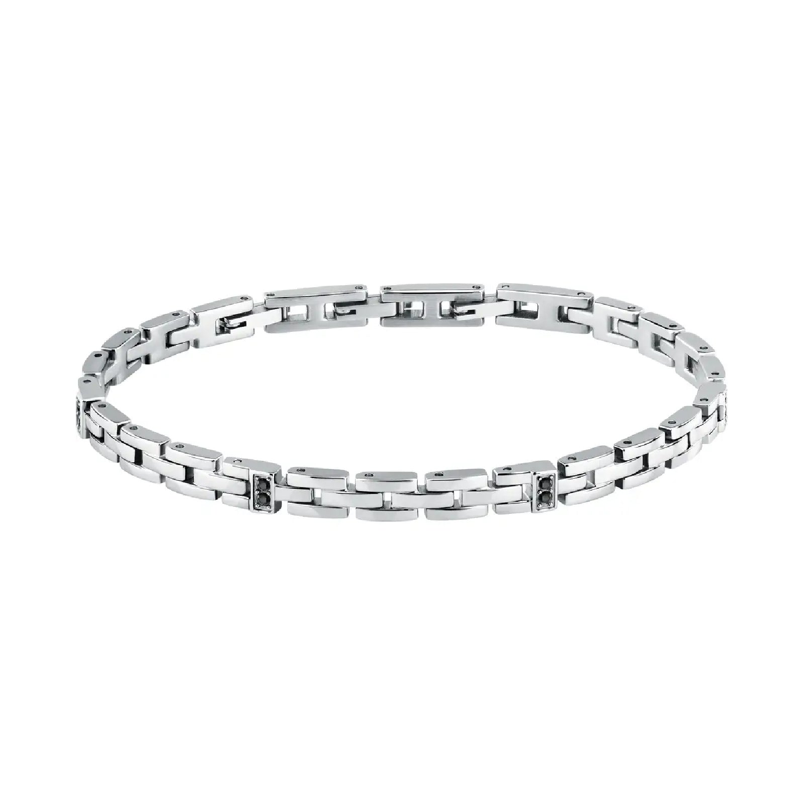 Bracciale a catena Morellato in acciaio con cristalli neri MO.ABH48