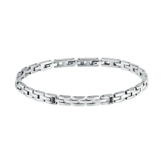 Bracciale a catena Morellato in acciaio con cristalli neri MO.ABH48
