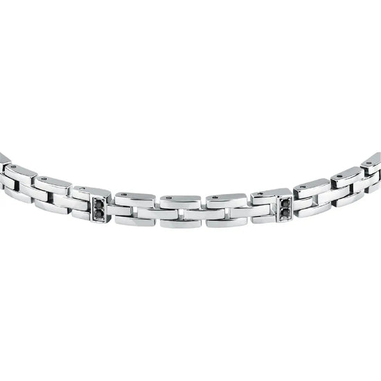 Bracciale a catena Morellato in acciaio con cristalli neri MO.ABH48