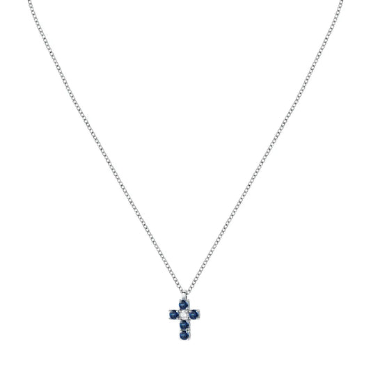 Collana pendente croce Morellato argento 925 e zirconi blu MO.AIW216