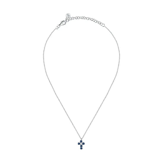 Collana pendente croce Morellato argento 925 e zirconi blu MO.AIW216