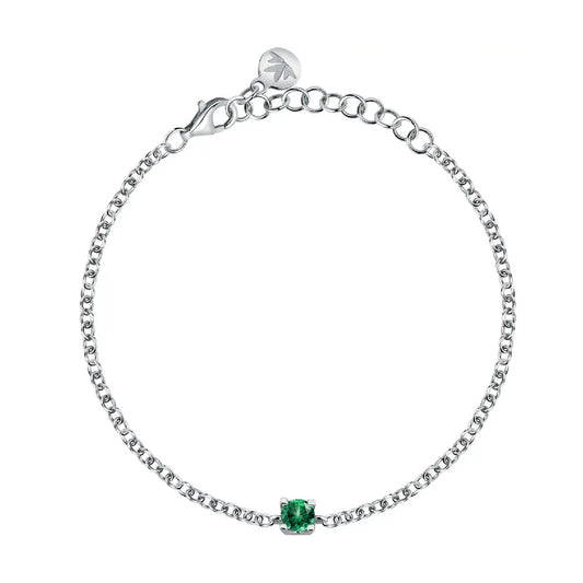 Bracciale Morellato in argento 925 rodiato con zircone verde MO.AIW239