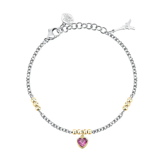 Bracciale con pendente Morellato in acciaio con zircone rosa MO.AIX31