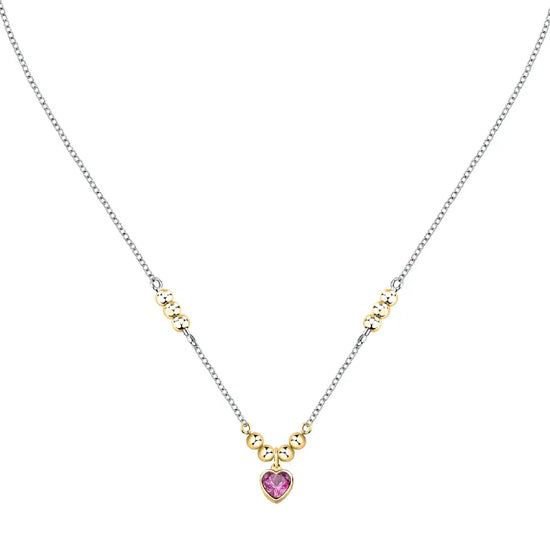 Collana con pendente Morellato in acciaio con zircone rosa MO.AIX33