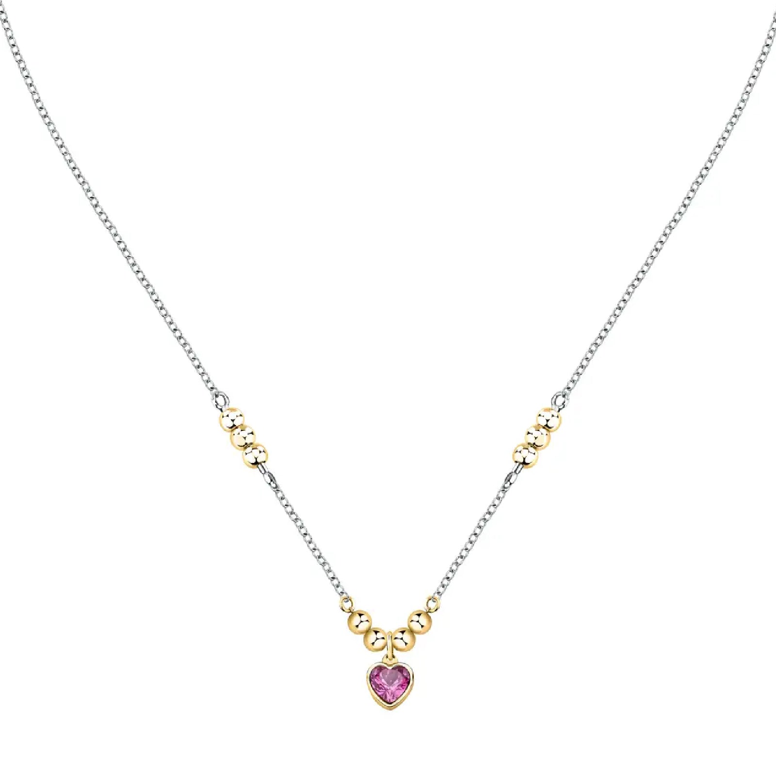 Collana con pendente Morellato in acciaio con zircone rosa MO.AIX33