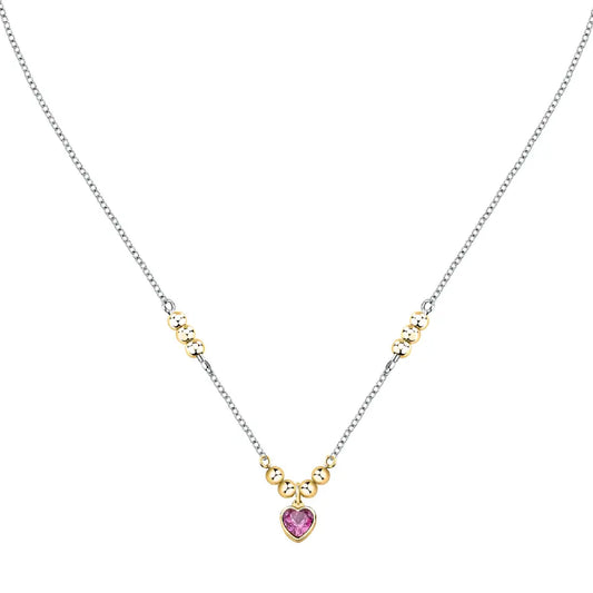 Collana con pendente Morellato in acciaio con zircone rosa MO.AIX33