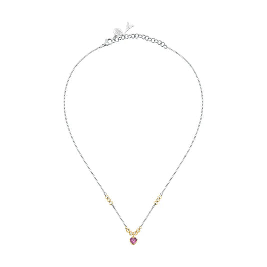 Collana con pendente Morellato in acciaio con zircone rosa MO.AIX33