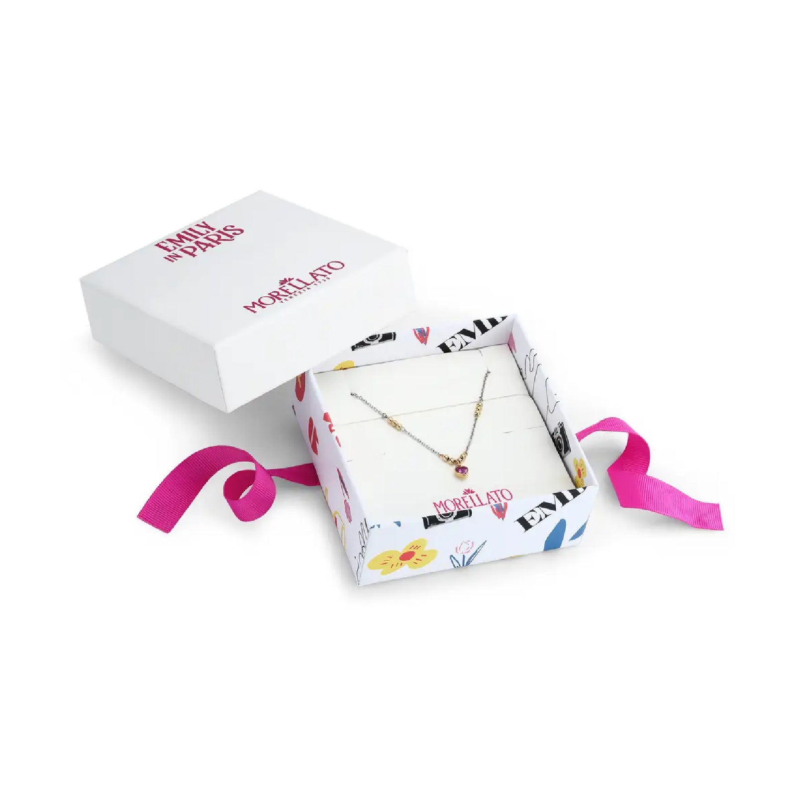 Collana con pendente Morellato in acciaio con zircone rosa MO.AIX33