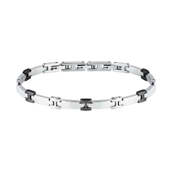 Bracciale da omo Morellato in acciaio con maglie nere Regolabile 18-21 cm