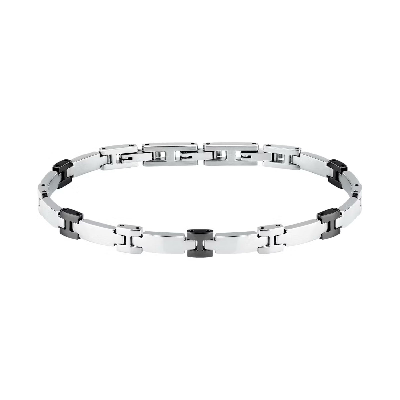 Bracciale da omo Morellato in acciaio con maglie nere Regolabile 18-21 cm