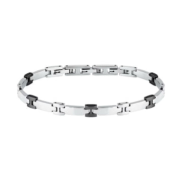 Bracciale da omo Morellato in acciaio con maglie nere Regolabile 18-21 cm