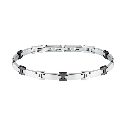 Bracciale da omo Morellato in acciaio con maglie nere Regolabile 18-21 cm