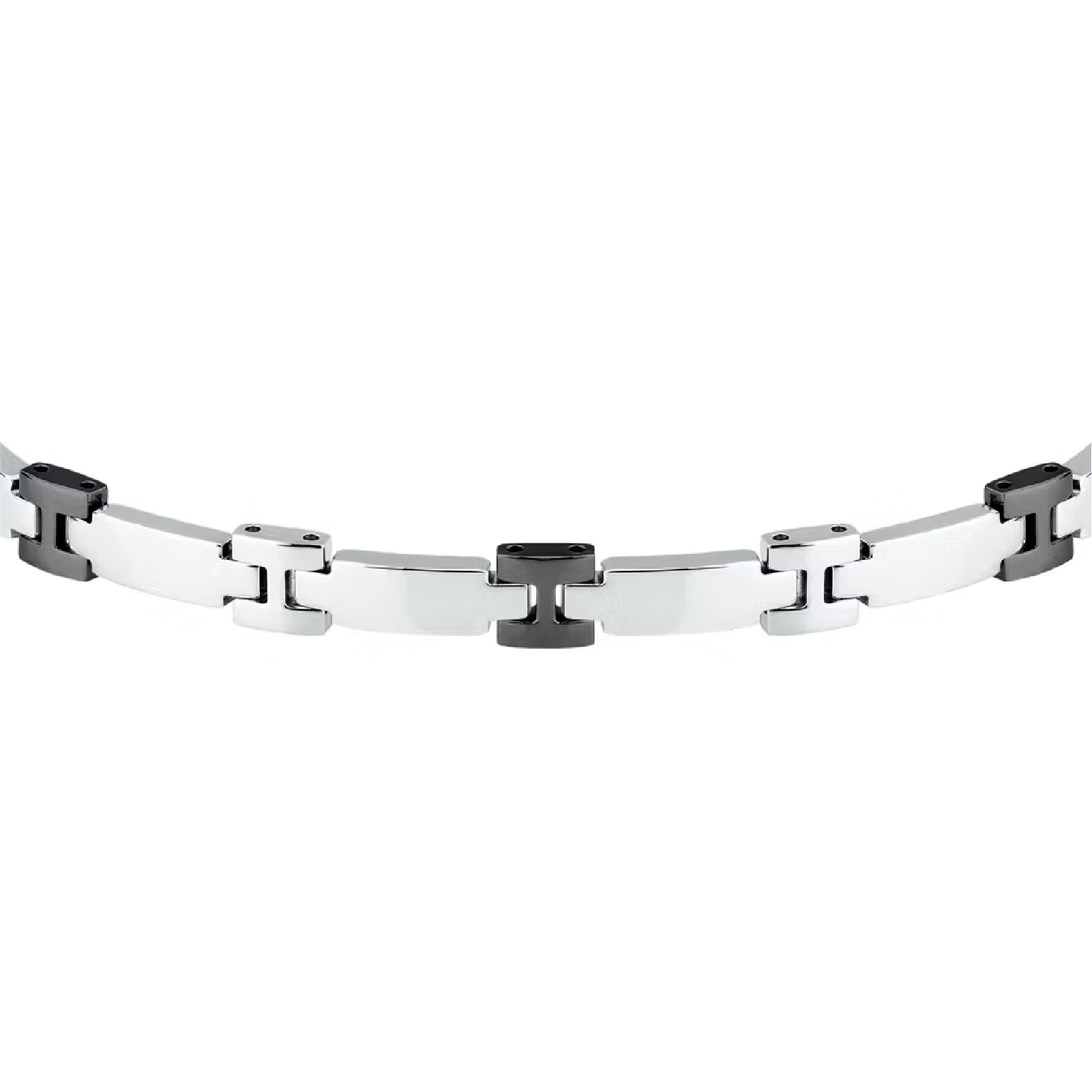 Bracciale da omo Morellato in acciaio con maglie nere Regolabile 18-21 cm