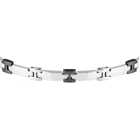 Bracciale da omo Morellato in acciaio con maglie nere Regolabile 18-21 cm