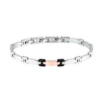 Bracciale da uomo Morellato in acciaio con maglia rosé Regolabile 18-21 cm