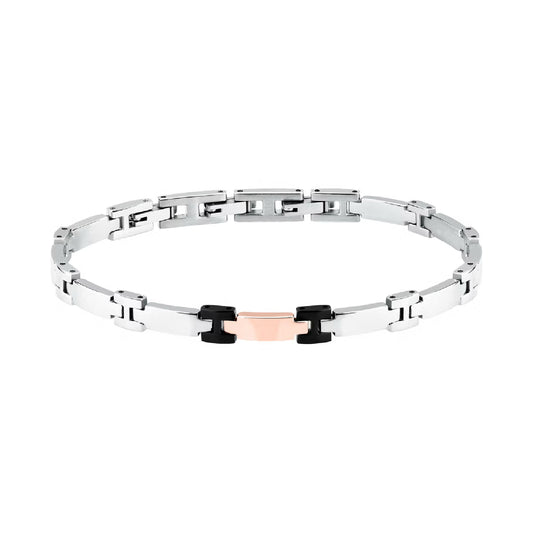 Bracciale da uomo Morellato in acciaio con maglia rosé Regolabile 18-21 cm