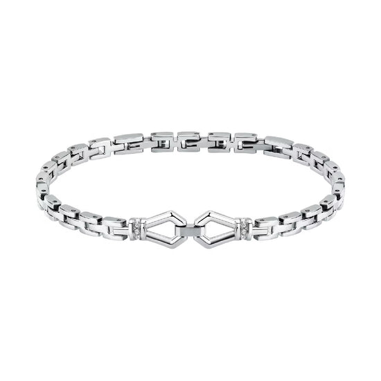 Bracciale uomo Morellato in acciaio con cristalli bianchi Regolabile 18-21 cm