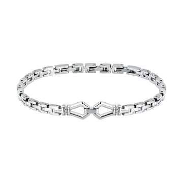 Bracciale uomo Morellato in acciaio con cristalli bianchi Regolabile 18-21 cm
