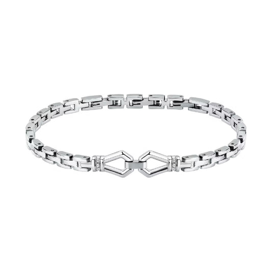 Bracciale uomo Morellato in acciaio con cristalli bianchi Regolabile 18-21 cm