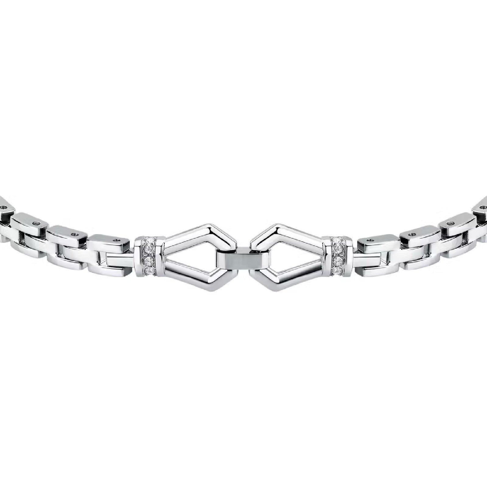 Bracciale uomo Morellato in acciaio con cristalli bianchi Regolabile 18-21 cm