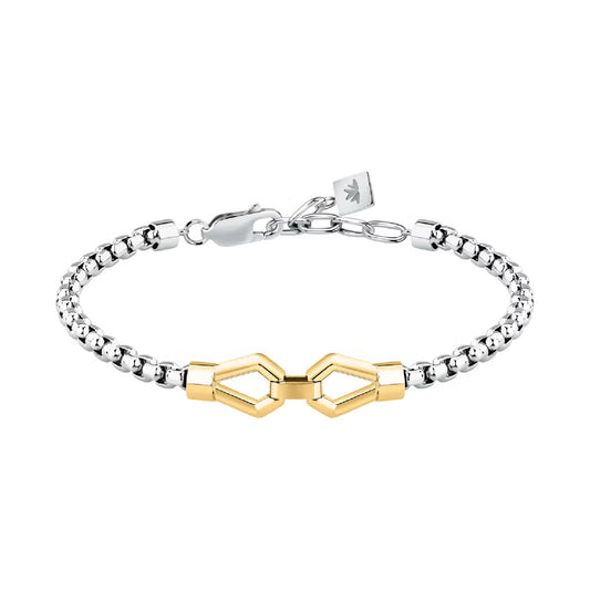 Bracciale uomo Morellato in acciaio con maglie centrali oro Regolabile 18-21 cm