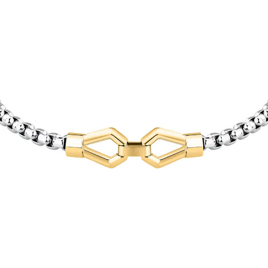 Bracciale uomo Morellato in acciaio con maglie centrali oro Regolabile 18-21 cm