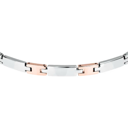 Bracciale da uomo Morellato in acciaio con maglie rosate Regolabile 18-21 cm