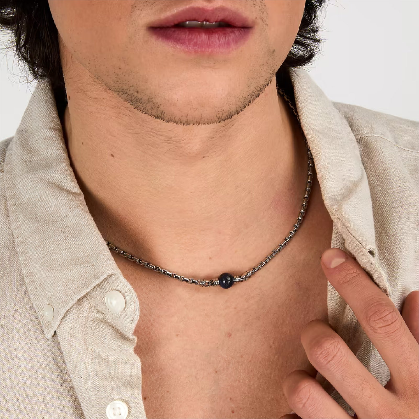 Collana da uomo Morellato in acciaio con lapislazzuli MISURA UNICA
