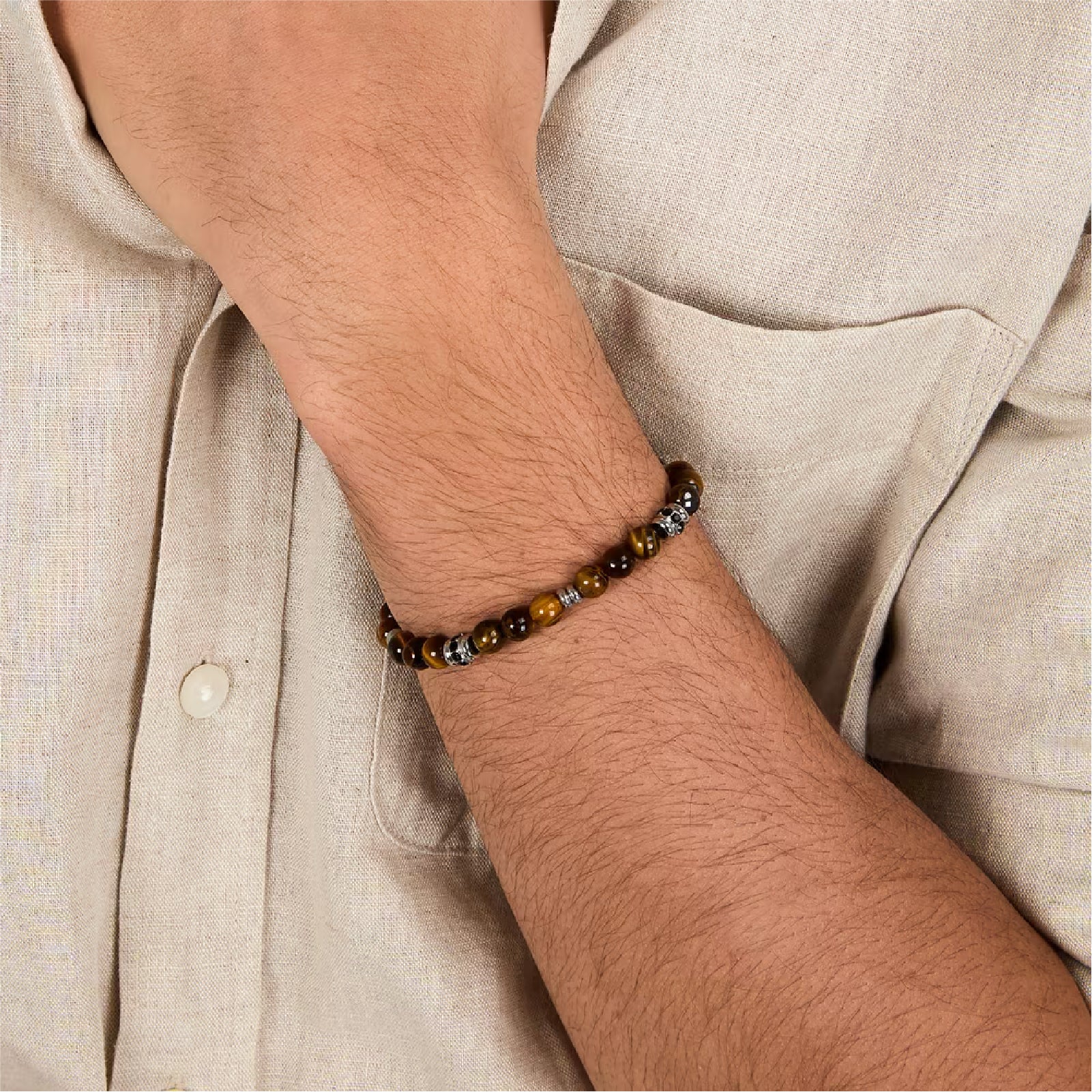 Bracciale uomo Morellato in acciaio con occhio di tigre Regolabile 18,5-21,5 cm