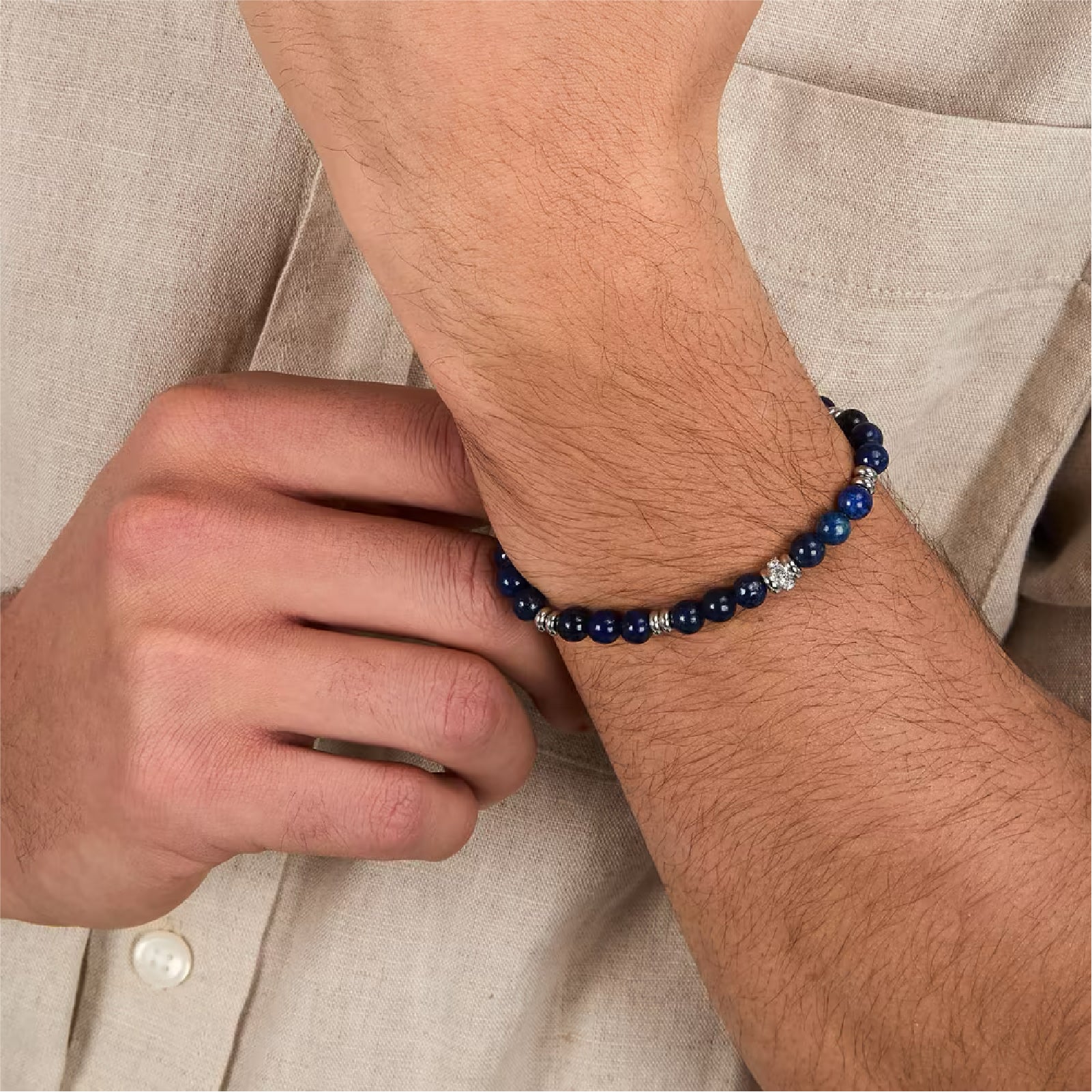 Bracciale da uomo Morellato in acciaio con lapisazzuli Regolabile 18,5-21,5 cm