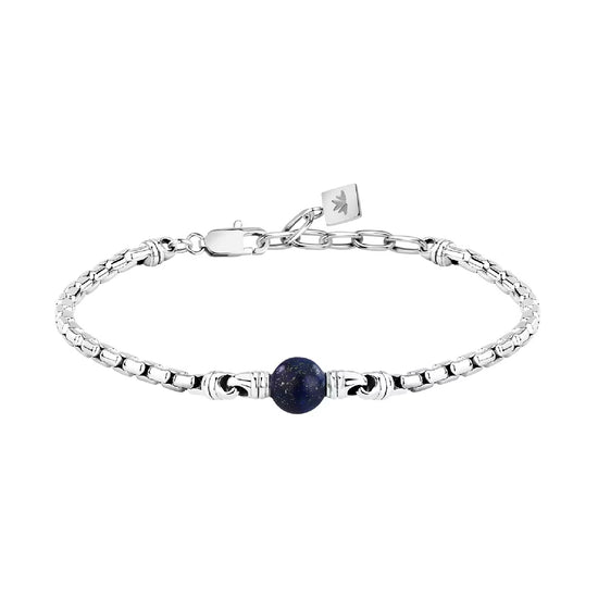 Bracciale uomo Morellato acciaio con singolo lapisazzuli Regolabile 18-21 cm