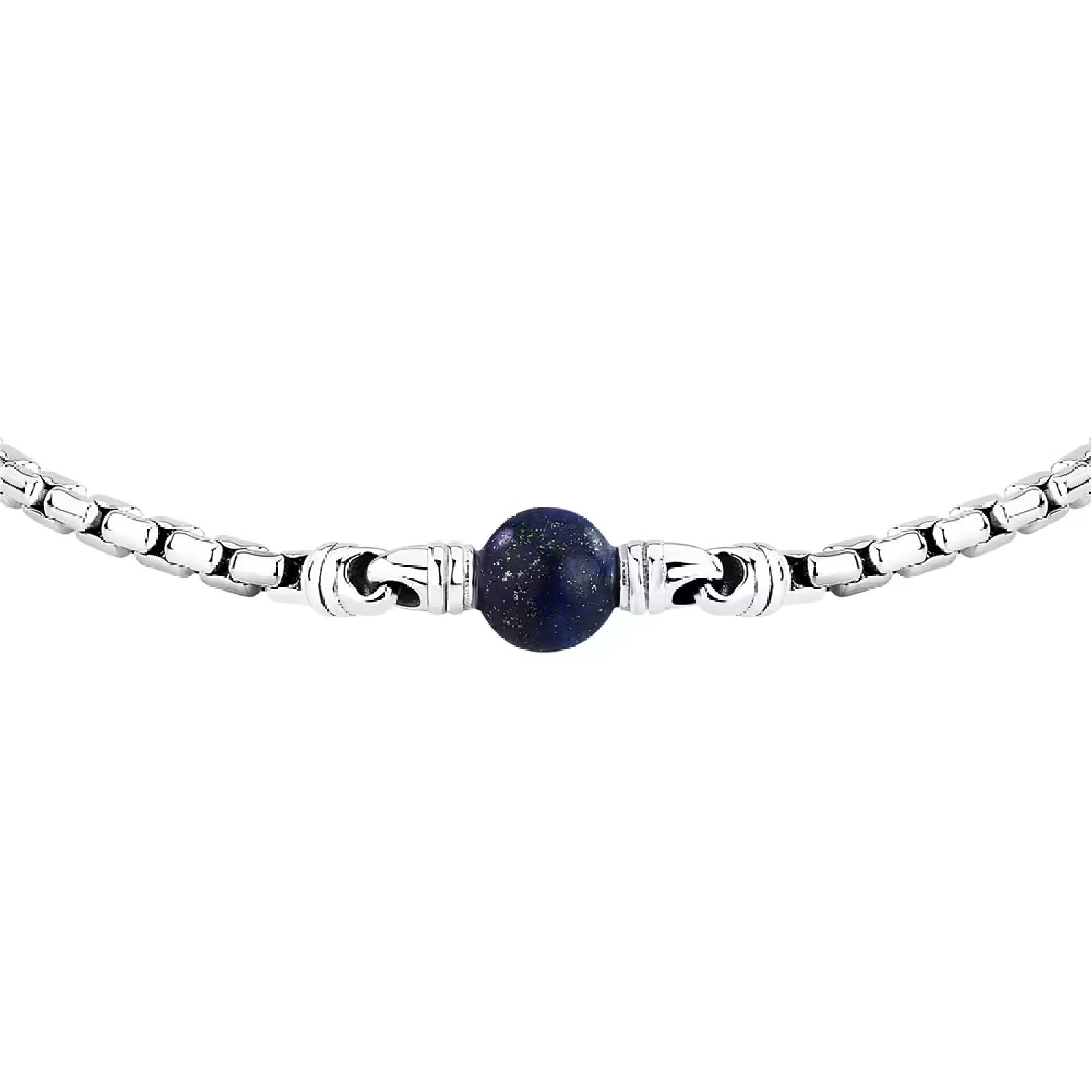 Bracciale uomo Morellato acciaio con singolo lapisazzuli Regolabile 18-21 cm