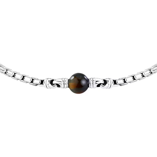 Bracciale uomo Morellato acciaio singolo occhio di tigre Regolabile 18-21 cm