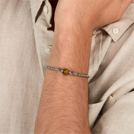Bracciale uomo Morellato acciaio singolo occhio di tigre Regolabile 18-21 cm