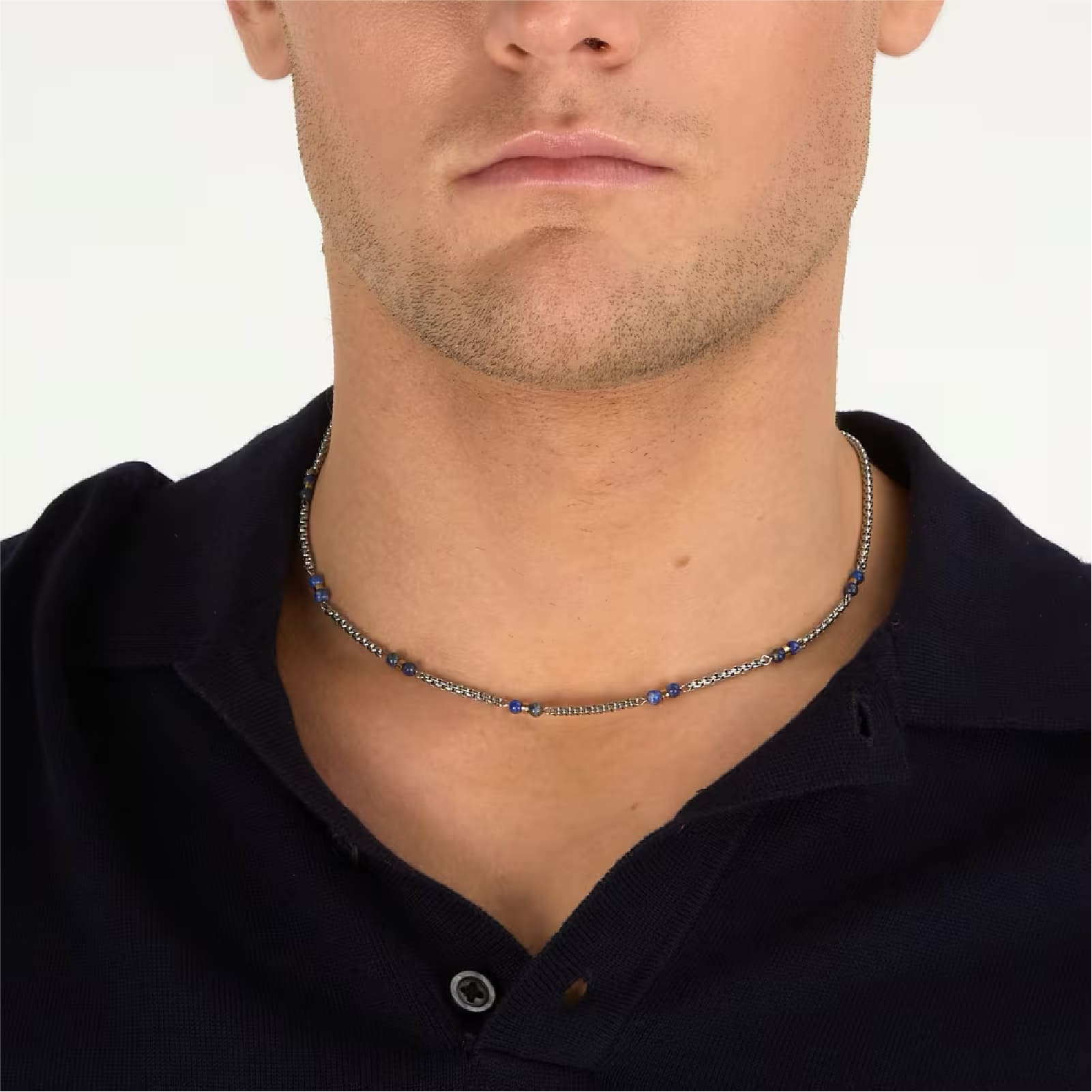 Collana catena Morellato Terra acciaio pietre blu uomo MISURA UNICA