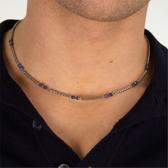 Collana catena Morellato Terra acciaio pietre blu uomo MISURA UNICA