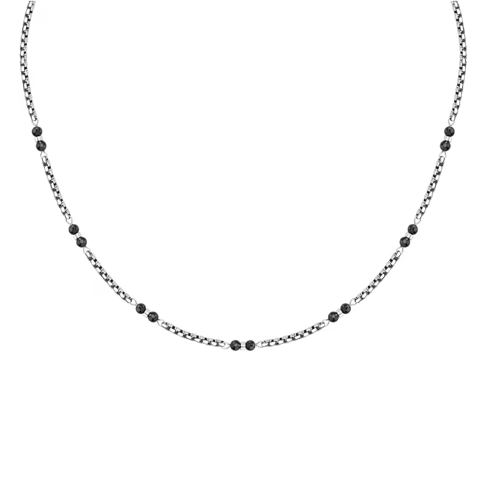 Collana catena Morellato Terra acciaio pietre nere  uomo MISURA UNICA