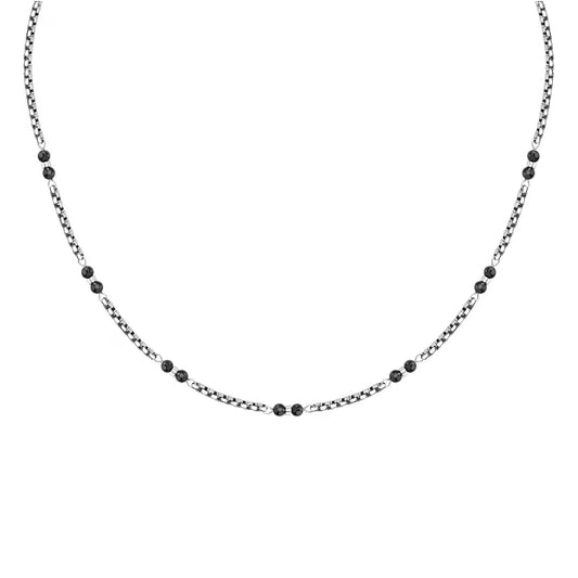 Collana catena Morellato Terra acciaio pietre nere  uomo MISURA UNICA