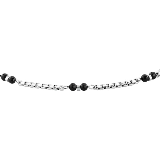 Bracciale catena Morellato Terra acciaio pietre nere uomo 22 cm