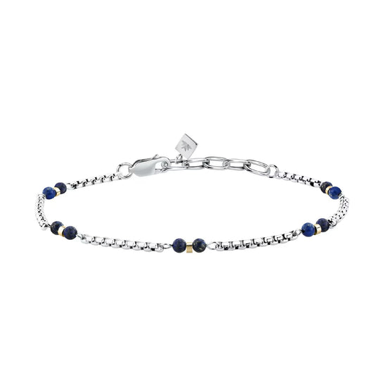 Bracciale catena Morellato Terra acciaio pietre blu e nere uomo 22 cm