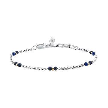Bracciale catena Morellato Terra acciaio pietre blu e nere uomo 22 cm