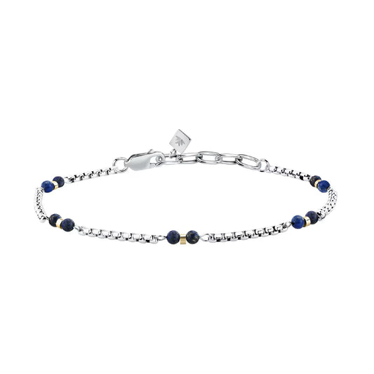 Bracciale catena Morellato Terra acciaio pietre blu e nere uomo 22 cm