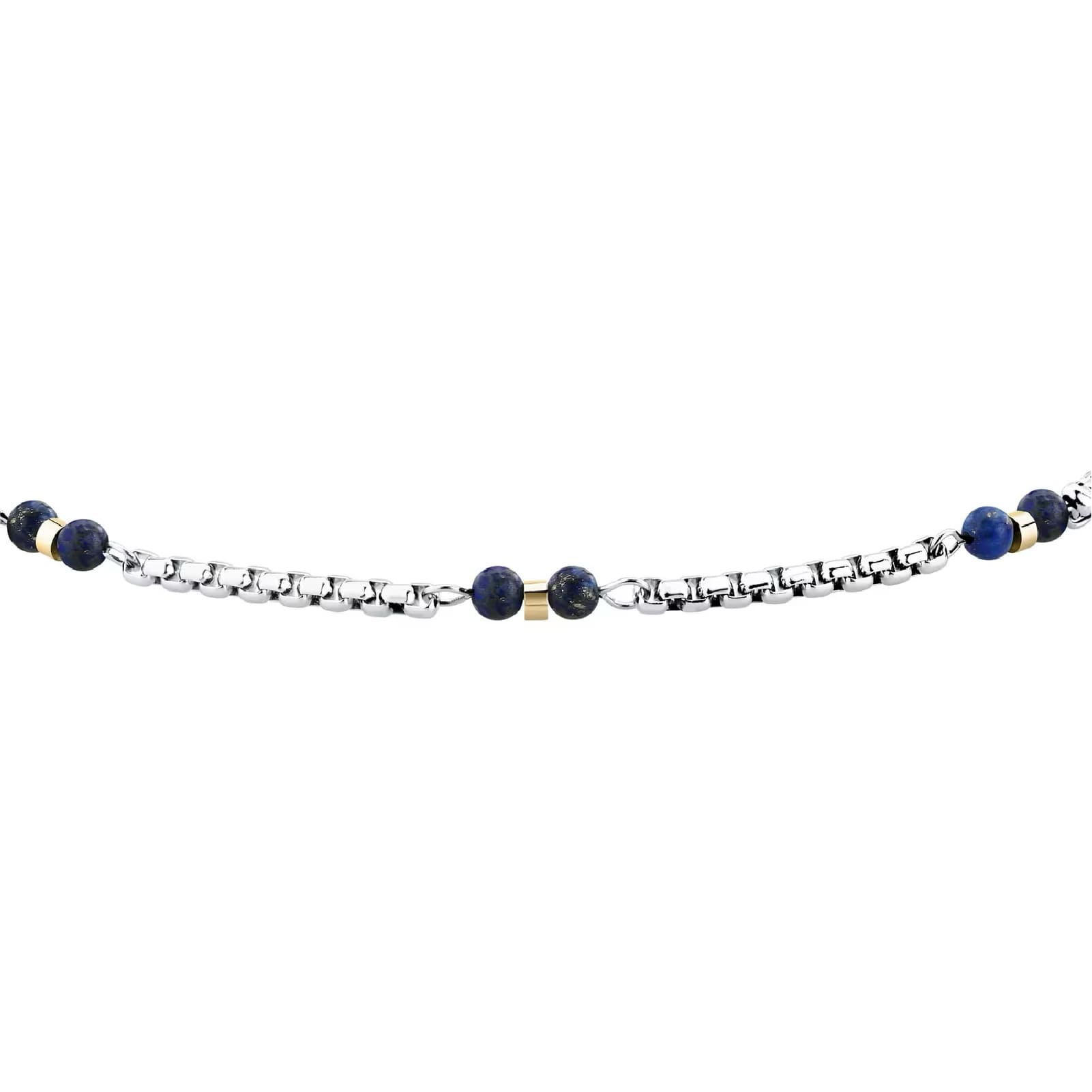 Bracciale catena Morellato Terra acciaio pietre blu e nere uomo 22 cm