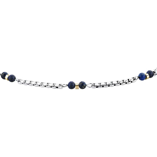 Bracciale catena Morellato Terra acciaio pietre blu e nere uomo 22 cm