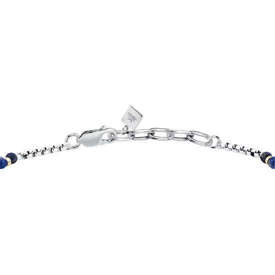 Bracciale catena Morellato Terra acciaio pietre blu e nere uomo 22 cm